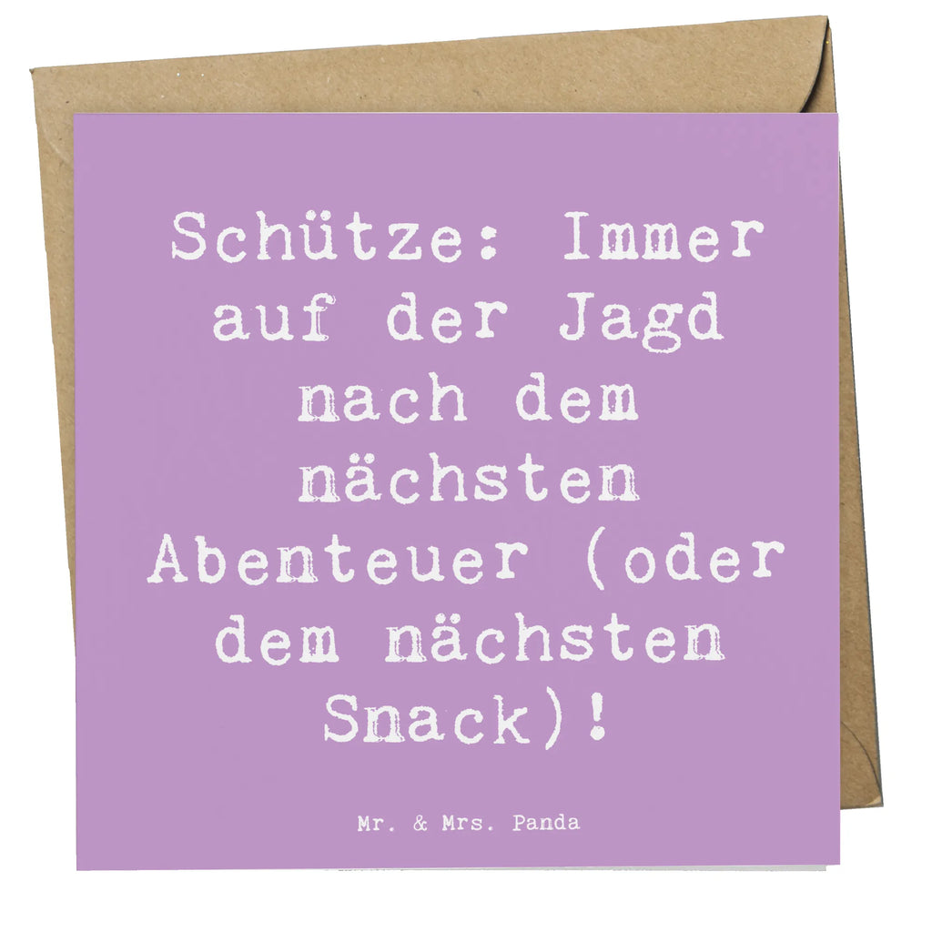 Deluxe Karte Spruch Abenteuer Schütze Karte, Grußkarte, Klappkarte, Einladungskarte, Glückwunschkarte, Hochzeitskarte, Geburtstagskarte, Hochwertige Grußkarte, Hochwertige Klappkarte, Tierkreiszeichen, Sternzeichen, Horoskop, Astrologie, Aszendent