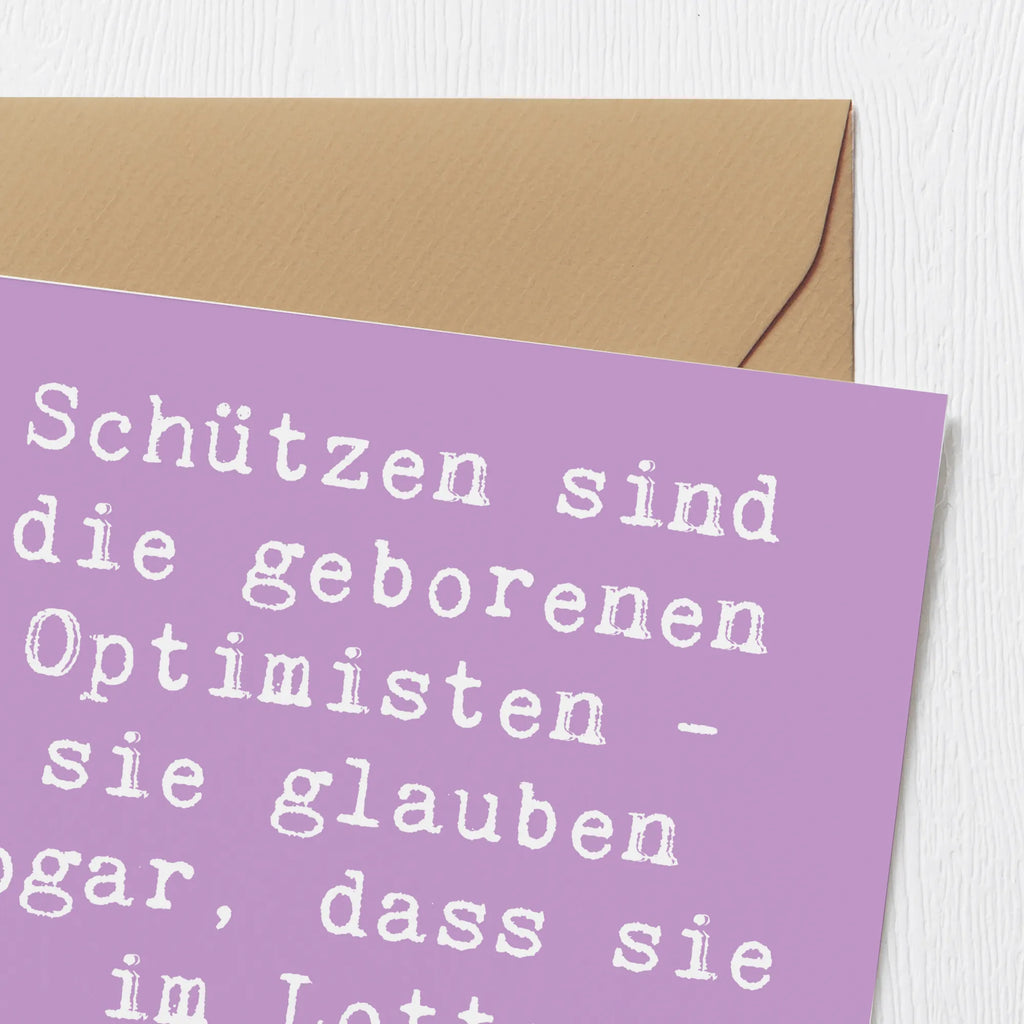 Deluxe Karte Spruch Schütze Optimist Karte, Grußkarte, Klappkarte, Einladungskarte, Glückwunschkarte, Hochzeitskarte, Geburtstagskarte, Hochwertige Grußkarte, Hochwertige Klappkarte, Tierkreiszeichen, Sternzeichen, Horoskop, Astrologie, Aszendent