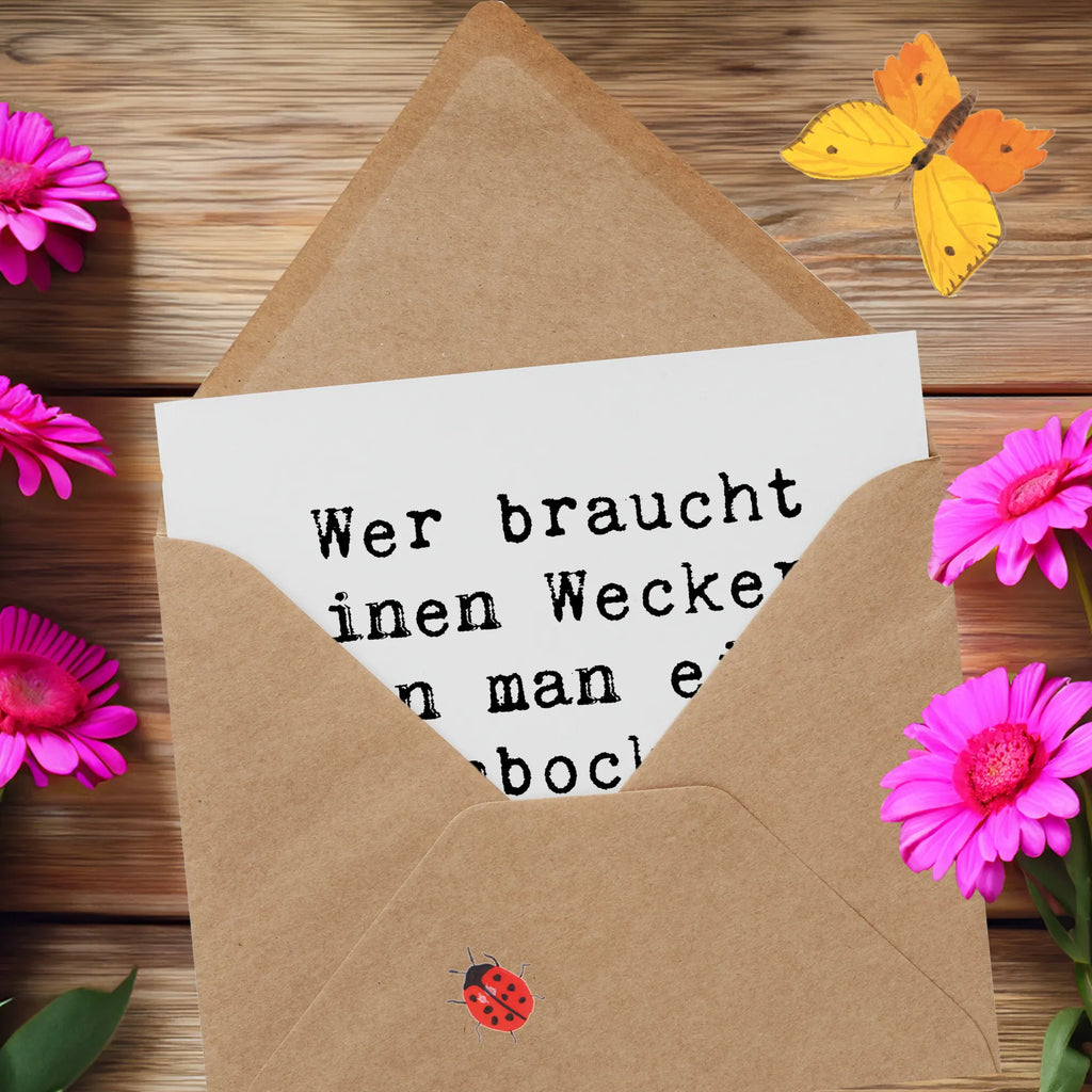 Deluxe Karte Spruch Steinbock Wecker Karte, Grußkarte, Klappkarte, Einladungskarte, Glückwunschkarte, Hochzeitskarte, Geburtstagskarte, Hochwertige Grußkarte, Hochwertige Klappkarte, Tierkreiszeichen, Sternzeichen, Horoskop, Astrologie, Aszendent