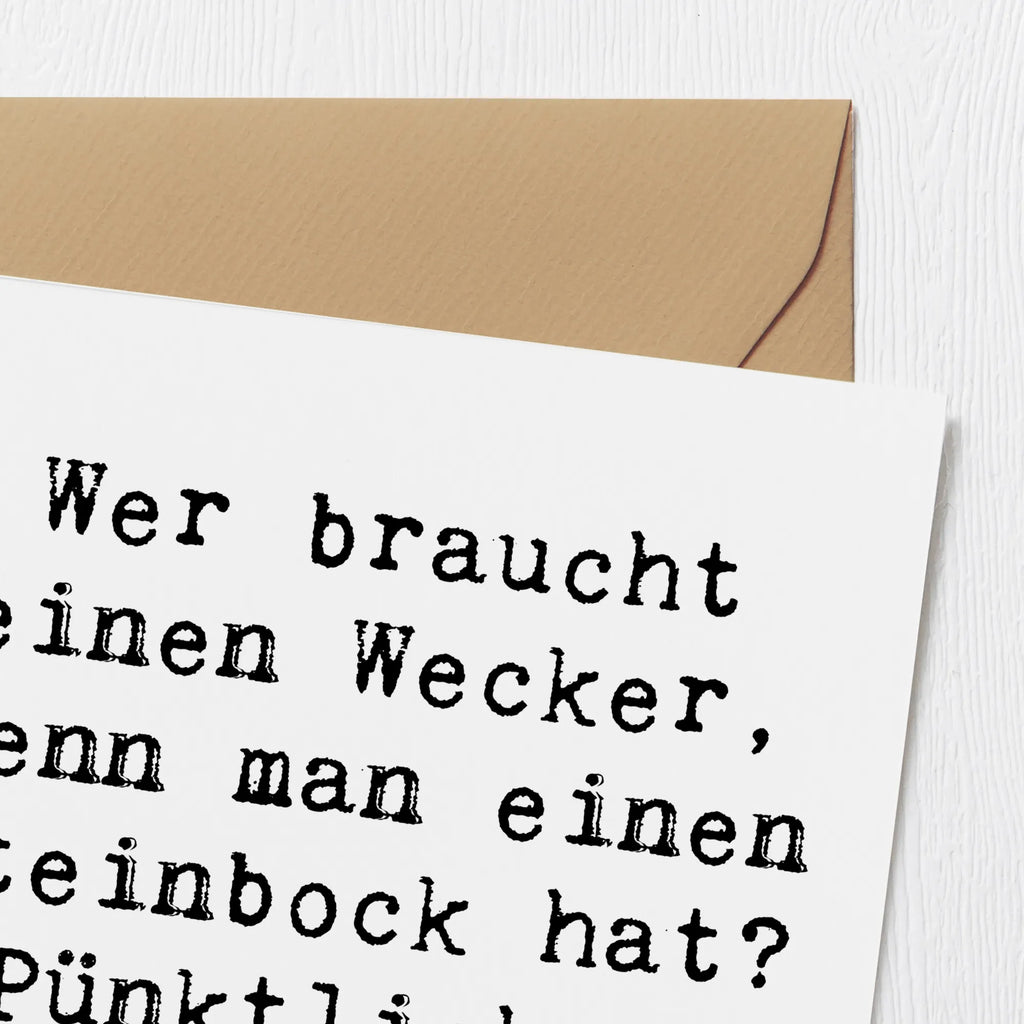 Deluxe Karte Spruch Steinbock Wecker Karte, Grußkarte, Klappkarte, Einladungskarte, Glückwunschkarte, Hochzeitskarte, Geburtstagskarte, Hochwertige Grußkarte, Hochwertige Klappkarte, Tierkreiszeichen, Sternzeichen, Horoskop, Astrologie, Aszendent