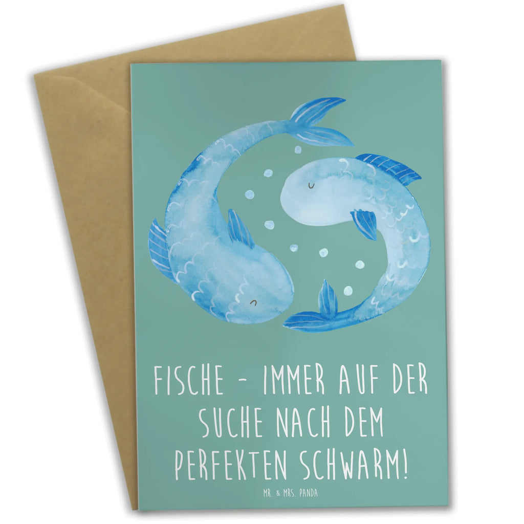 Grußkarte Fische Schwarm Grußkarte, Klappkarte, Einladungskarte, Glückwunschkarte, Hochzeitskarte, Geburtstagskarte, Karte, Ansichtskarten, Tierkreiszeichen, Sternzeichen, Horoskop, Astrologie, Aszendent