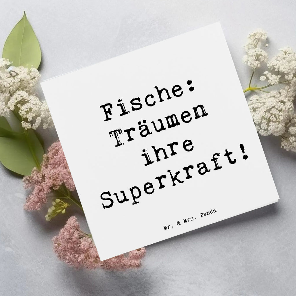 Deluxe Karte Spruch Fische Kraft Karte, Grußkarte, Klappkarte, Einladungskarte, Glückwunschkarte, Hochzeitskarte, Geburtstagskarte, Hochwertige Grußkarte, Hochwertige Klappkarte, Tierkreiszeichen, Sternzeichen, Horoskop, Astrologie, Aszendent