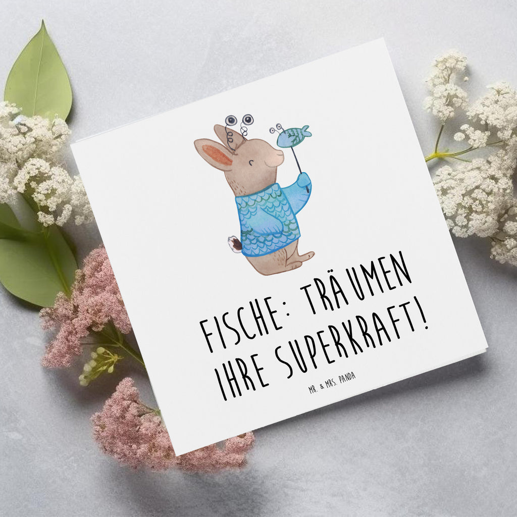 Deluxe Karte Spruch Fische Kraft Karte, Grußkarte, Klappkarte, Einladungskarte, Glückwunschkarte, Hochzeitskarte, Geburtstagskarte, Hochwertige Grußkarte, Hochwertige Klappkarte, Tierkreiszeichen, Sternzeichen, Horoskop, Astrologie, Aszendent