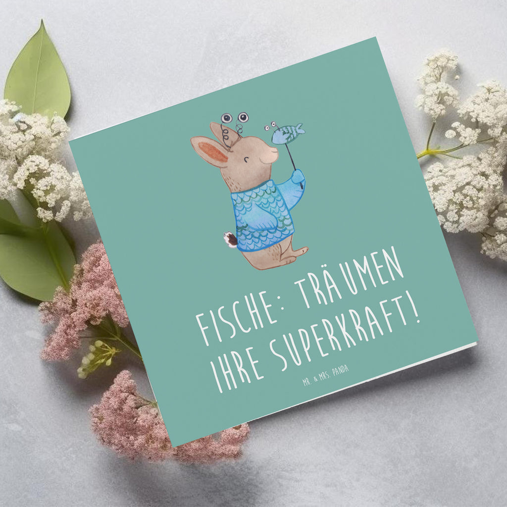 Deluxe Karte Spruch Fische Kraft Karte, Grußkarte, Klappkarte, Einladungskarte, Glückwunschkarte, Hochzeitskarte, Geburtstagskarte, Hochwertige Grußkarte, Hochwertige Klappkarte, Tierkreiszeichen, Sternzeichen, Horoskop, Astrologie, Aszendent