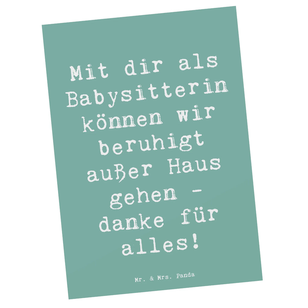 Postkarte Mit dir als Babysitterin können wir beruhigt außer Haus gehen - danke für alles! Postkarte, Karte, Geschenkkarte, Grußkarte, Einladung, Ansichtskarte, Geburtstagskarte, Einladungskarte, Dankeskarte, Ansichtskarten, Einladung Geburtstag, Einladungskarten Geburtstag