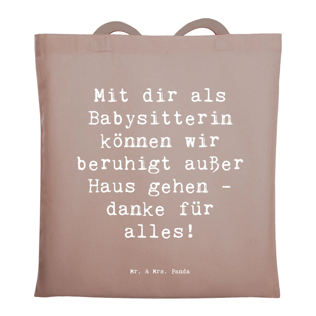 Tragetasche Mit dir als Babysitterin können wir beruhigt außer Haus gehen - danke für alles! Beuteltasche, Beutel, Einkaufstasche, Jutebeutel, Stoffbeutel, Tasche, Shopper, Umhängetasche, Strandtasche, Schultertasche, Stofftasche, Tragetasche, Badetasche, Jutetasche, Einkaufstüte, Laptoptasche