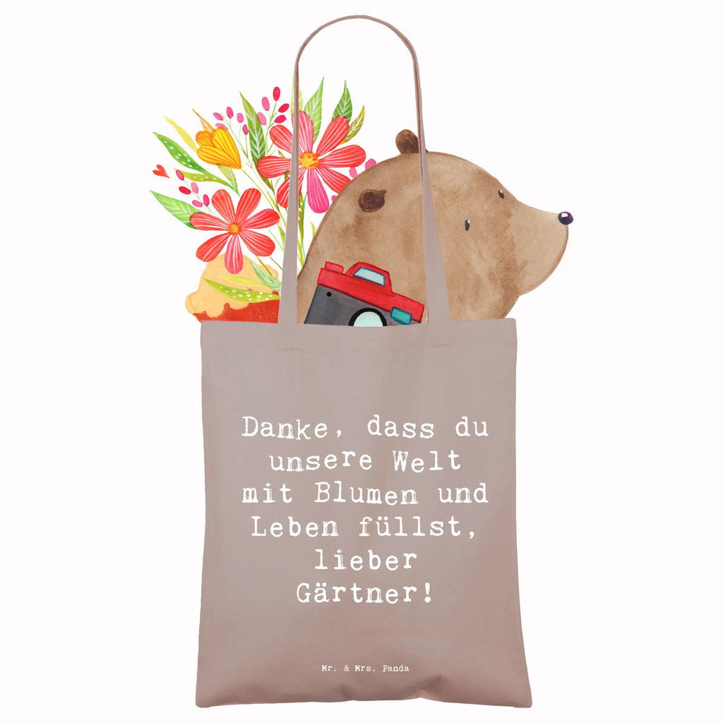 Tragetasche Danke, dass du unsere Welt mit Blumen und Leben füllst, lieber Gärtner! Beuteltasche, Beutel, Einkaufstasche, Jutebeutel, Stoffbeutel, Tasche, Shopper, Umhängetasche, Strandtasche, Schultertasche, Stofftasche, Tragetasche, Badetasche, Jutetasche, Einkaufstüte, Laptoptasche