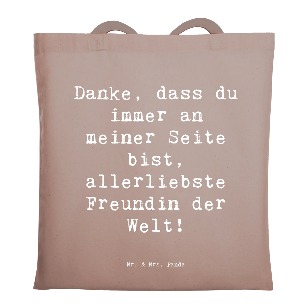 Tragetasche Danke, dass du immer an meiner Seite bist, allerliebste Freundin der Welt! Beuteltasche, Beutel, Einkaufstasche, Jutebeutel, Stoffbeutel, Tasche, Shopper, Umhängetasche, Strandtasche, Schultertasche, Stofftasche, Tragetasche, Badetasche, Jutetasche, Einkaufstüte, Laptoptasche