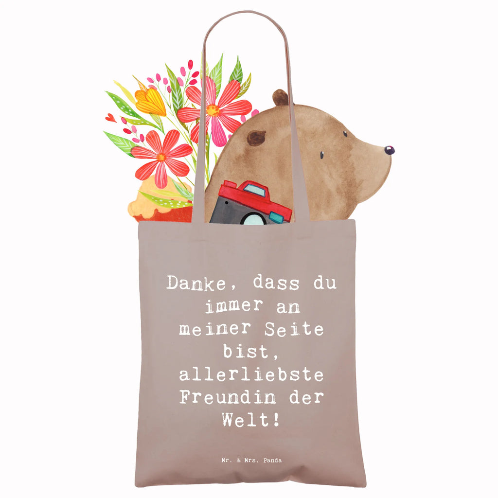 Tragetasche Danke, dass du immer an meiner Seite bist, allerliebste Freundin der Welt! Beuteltasche, Beutel, Einkaufstasche, Jutebeutel, Stoffbeutel, Tasche, Shopper, Umhängetasche, Strandtasche, Schultertasche, Stofftasche, Tragetasche, Badetasche, Jutetasche, Einkaufstüte, Laptoptasche