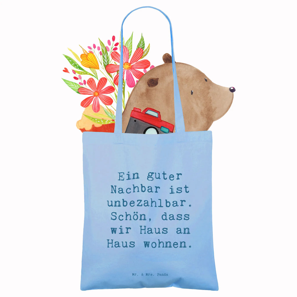 Tragetasche Ein guter Nachbar ist unbezahlbar. Schön, dass wir Haus an Haus wohnen. Beuteltasche, Beutel, Einkaufstasche, Jutebeutel, Stoffbeutel, Tasche, Shopper, Umhängetasche, Strandtasche, Schultertasche, Stofftasche, Tragetasche, Badetasche, Jutetasche, Einkaufstüte, Laptoptasche