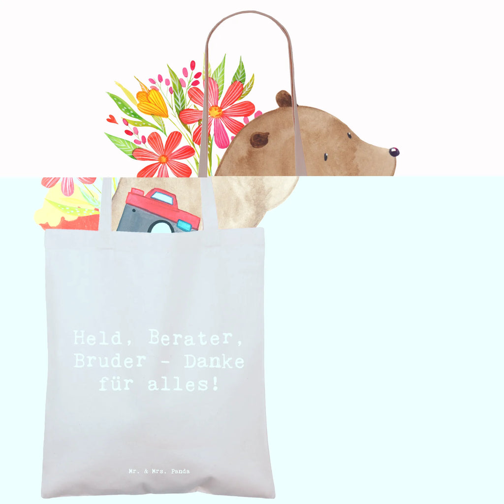 Tragetasche Held, Berater, Bruder - Danke für alles! Beuteltasche, Beutel, Einkaufstasche, Jutebeutel, Stoffbeutel, Tasche, Shopper, Umhängetasche, Strandtasche, Schultertasche, Stofftasche, Tragetasche, Badetasche, Jutetasche, Einkaufstüte, Laptoptasche