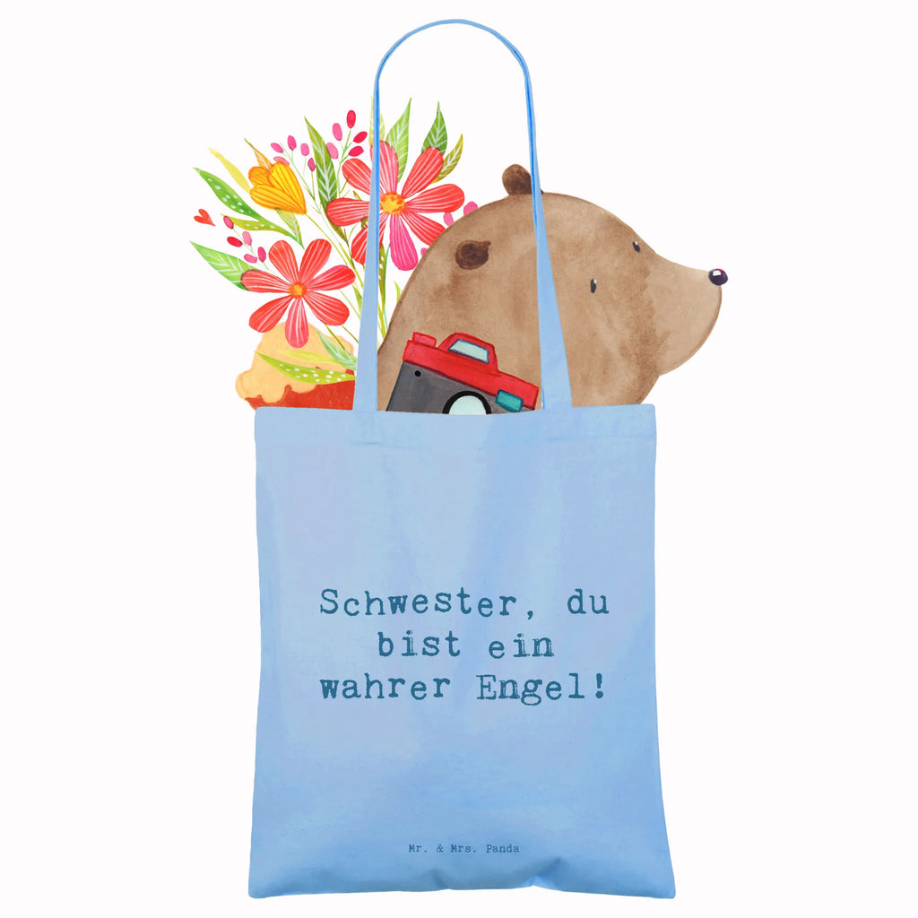 Tragetasche Schwester, du bist ein wahrer Engel! Beuteltasche, Beutel, Einkaufstasche, Jutebeutel, Stoffbeutel, Tasche, Shopper, Umhängetasche, Strandtasche, Schultertasche, Stofftasche, Tragetasche, Badetasche, Jutetasche, Einkaufstüte, Laptoptasche