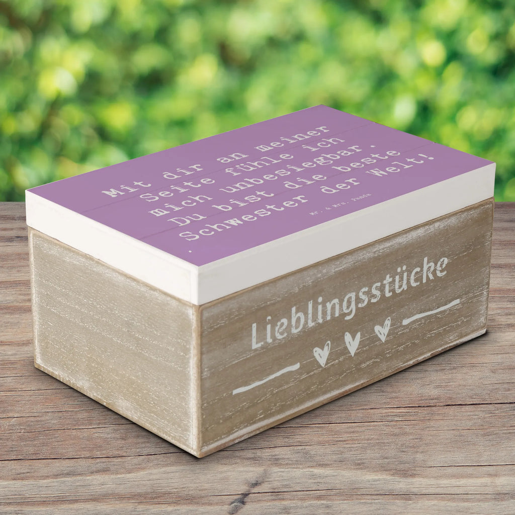 Holzkiste Mit dir an meiner Seite fühle ich mich unbesiegbar. Du bist die beste Schwester der Welt! Holzkiste, Kiste, Schatzkiste, Truhe, Schatulle, XXL, Erinnerungsbox, Erinnerungskiste, Dekokiste, Aufbewahrungsbox, Geschenkbox, Geschenkdose