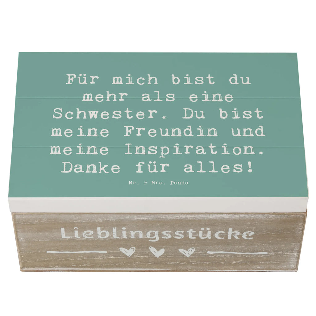 Holzkiste Für mich bist du mehr als eine Schwester. Du bist meine Freundin und meine Inspiration. Danke für alles! Holzkiste, Kiste, Schatzkiste, Truhe, Schatulle, XXL, Erinnerungsbox, Erinnerungskiste, Dekokiste, Aufbewahrungsbox, Geschenkbox, Geschenkdose