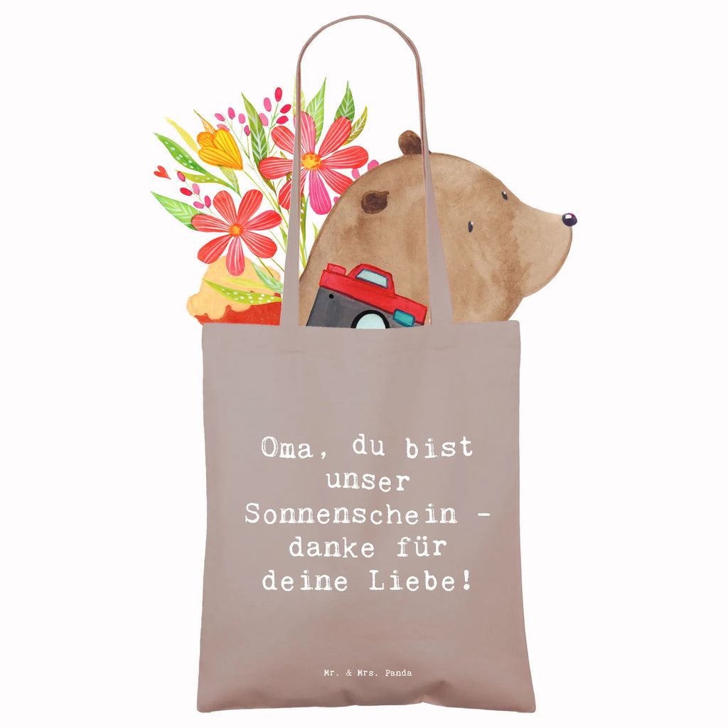 Tragetasche Oma, du bist unser Sonnenschein - danke für deine Liebe! Beuteltasche, Beutel, Einkaufstasche, Jutebeutel, Stoffbeutel, Tasche, Shopper, Umhängetasche, Strandtasche, Schultertasche, Stofftasche, Tragetasche, Badetasche, Jutetasche, Einkaufstüte, Laptoptasche