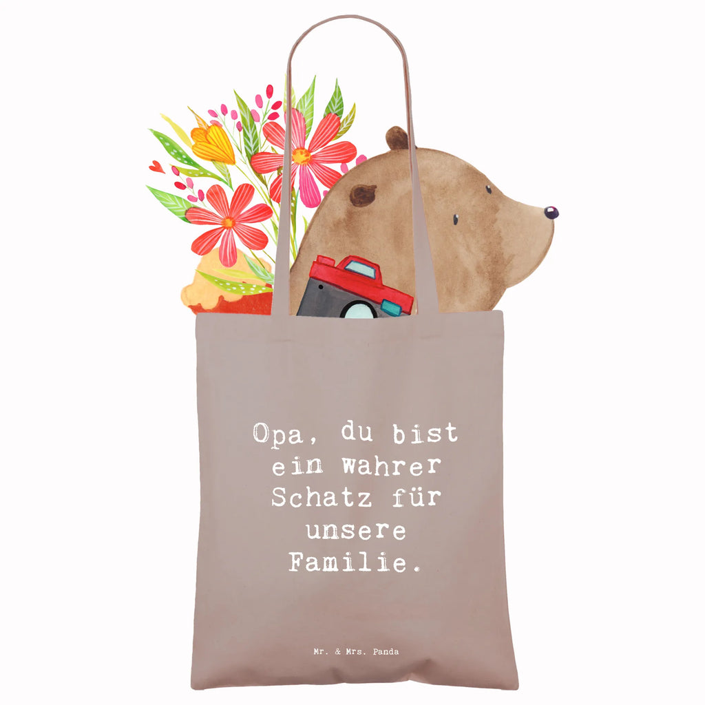 Tragetasche Opa, du bist ein wahrer Schatz für unsere Familie. Beuteltasche, Beutel, Einkaufstasche, Jutebeutel, Stoffbeutel, Tasche, Shopper, Umhängetasche, Strandtasche, Schultertasche, Stofftasche, Tragetasche, Badetasche, Jutetasche, Einkaufstüte, Laptoptasche