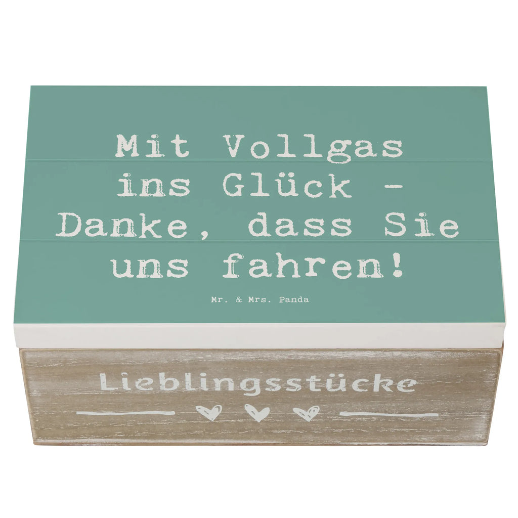 Holzkiste Mit Vollgas ins Glück - Danke, dass Sie uns fahren! Holzkiste, Kiste, Schatzkiste, Truhe, Schatulle, XXL, Erinnerungsbox, Erinnerungskiste, Dekokiste, Aufbewahrungsbox, Geschenkbox, Geschenkdose