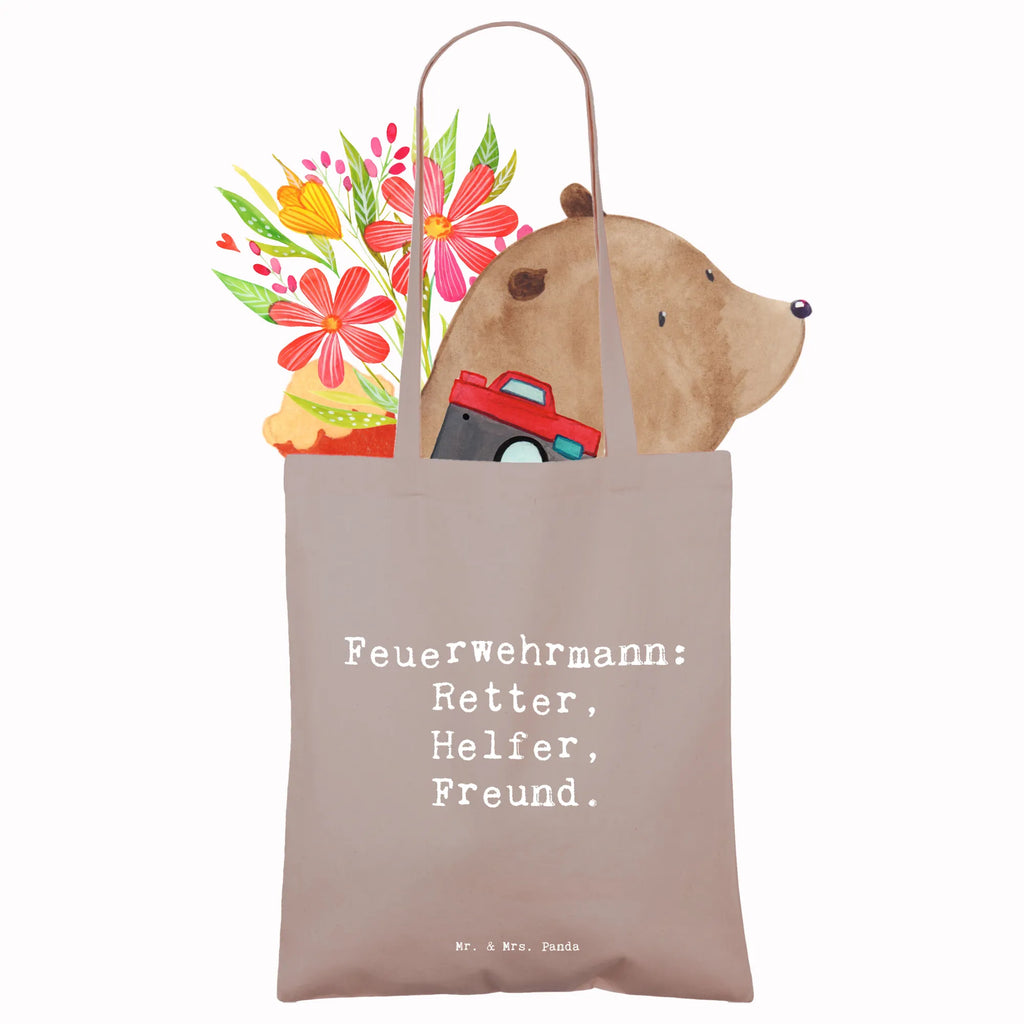 Tragetasche Feuerwehrmann: Retter, Helfer, Freund. Beuteltasche, Beutel, Einkaufstasche, Jutebeutel, Stoffbeutel, Tasche, Shopper, Umhängetasche, Strandtasche, Schultertasche, Stofftasche, Tragetasche, Badetasche, Jutetasche, Einkaufstüte, Laptoptasche