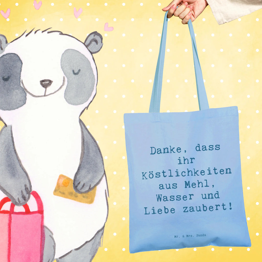 Tragetasche Danke, dass ihr Köstlichkeiten aus Mehl, Wasser und Liebe zaubert! Beuteltasche, Beutel, Einkaufstasche, Jutebeutel, Stoffbeutel, Tasche, Shopper, Umhängetasche, Strandtasche, Schultertasche, Stofftasche, Tragetasche, Badetasche, Jutetasche, Einkaufstüte, Laptoptasche