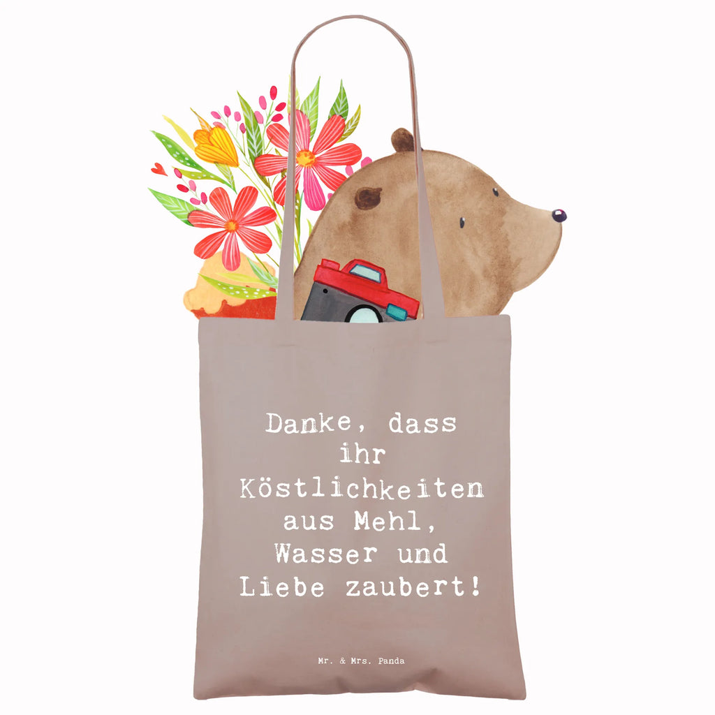 Tragetasche Danke, dass ihr Köstlichkeiten aus Mehl, Wasser und Liebe zaubert! Beuteltasche, Beutel, Einkaufstasche, Jutebeutel, Stoffbeutel, Tasche, Shopper, Umhängetasche, Strandtasche, Schultertasche, Stofftasche, Tragetasche, Badetasche, Jutetasche, Einkaufstüte, Laptoptasche