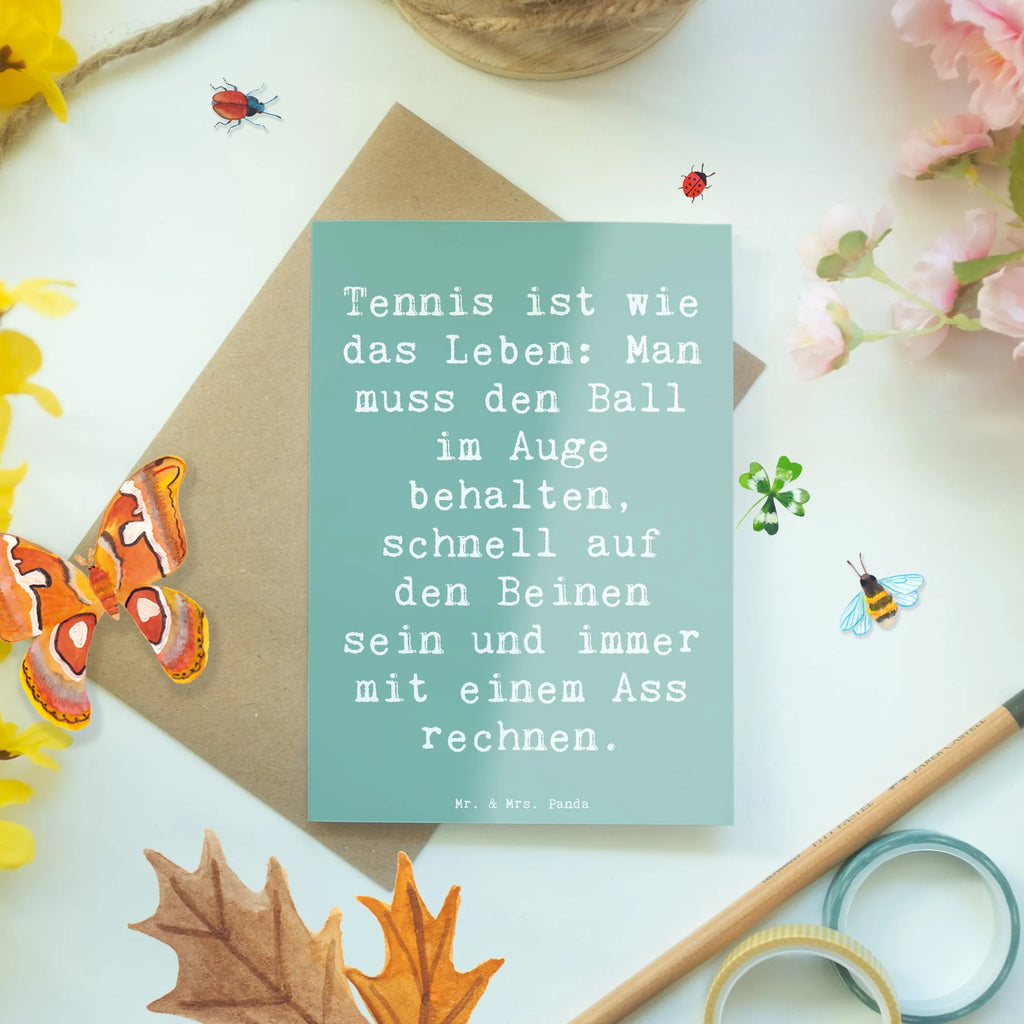 Grußkarte Spruch Tennis Lebensweisheit Grußkarte, Klappkarte, Einladungskarte, Glückwunschkarte, Hochzeitskarte, Geburtstagskarte, Karte, Ansichtskarten, Geschenk, Sport, Sportart, Hobby, Schenken, Danke, Dankeschön, Auszeichnung, Gewinn, Sportler