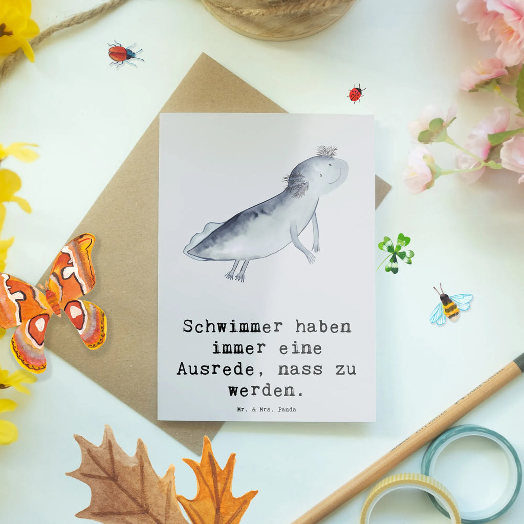 Grußkarte Schwimmen Ausrede Grußkarte, Klappkarte, Einladungskarte, Glückwunschkarte, Hochzeitskarte, Geburtstagskarte, Karte, Ansichtskarten, Geschenk, Sport, Sportart, Hobby, Schenken, Danke, Dankeschön, Auszeichnung, Gewinn, Sportler