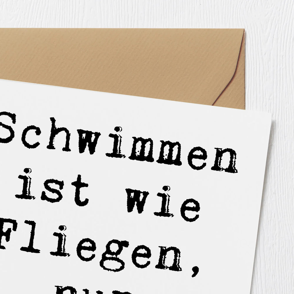 Deluxe Karte Spruch Schwimmen wie Fliegen Karte, Grußkarte, Klappkarte, Einladungskarte, Glückwunschkarte, Hochzeitskarte, Geburtstagskarte, Hochwertige Grußkarte, Hochwertige Klappkarte, Geschenk, Sport, Sportart, Hobby, Schenken, Danke, Dankeschön, Auszeichnung, Gewinn, Sportler