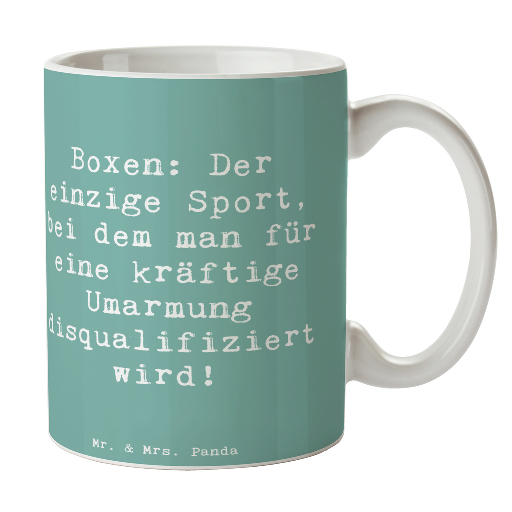 Tasse Spruch Boxen: Der einzige Sport, bei dem man für eine kräftige Umarmung disqualifiziert wird! Tasse, Kaffeetasse, Teetasse, Becher, Kaffeebecher, Teebecher, Keramiktasse, Porzellantasse, Büro Tasse, Geschenk Tasse, Tasse Sprüche, Tasse Motive, Kaffeetassen, Tasse bedrucken, Designer Tasse, Cappuccino Tassen, Schöne Teetassen, Geschenk, Sport, Sportart, Hobby, Schenken, Danke, Dankeschön, Auszeichnung, Gewinn, Sportler