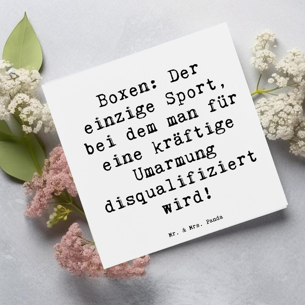 Deluxe Karte Spruch Boxen: Der einzige Sport, bei dem man für eine kräftige Umarmung disqualifiziert wird! Karte, Grußkarte, Klappkarte, Einladungskarte, Glückwunschkarte, Hochzeitskarte, Geburtstagskarte, Hochwertige Grußkarte, Hochwertige Klappkarte, Geschenk, Sport, Sportart, Hobby, Schenken, Danke, Dankeschön, Auszeichnung, Gewinn, Sportler