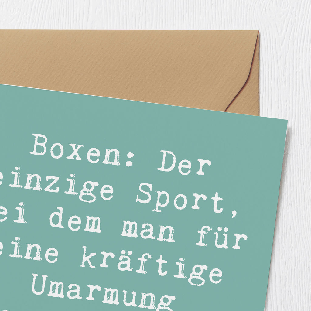 Deluxe Karte Spruch Boxen: Der einzige Sport, bei dem man für eine kräftige Umarmung disqualifiziert wird! Karte, Grußkarte, Klappkarte, Einladungskarte, Glückwunschkarte, Hochzeitskarte, Geburtstagskarte, Hochwertige Grußkarte, Hochwertige Klappkarte, Geschenk, Sport, Sportart, Hobby, Schenken, Danke, Dankeschön, Auszeichnung, Gewinn, Sportler