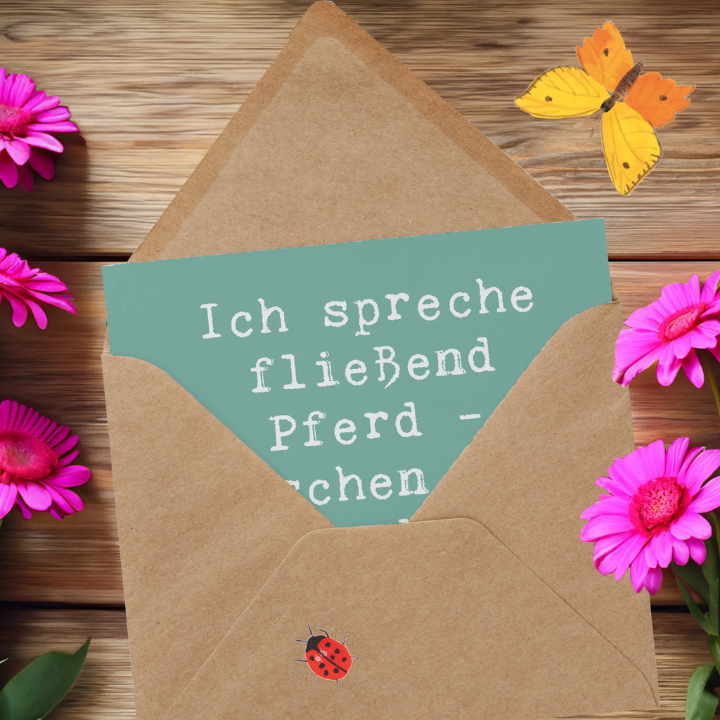 Deluxe Karte Spruch Reiten und Rätsel Karte, Grußkarte, Klappkarte, Einladungskarte, Glückwunschkarte, Hochzeitskarte, Geburtstagskarte, Hochwertige Grußkarte, Hochwertige Klappkarte, Geschenk, Sport, Sportart, Hobby, Schenken, Danke, Dankeschön, Auszeichnung, Gewinn, Sportler