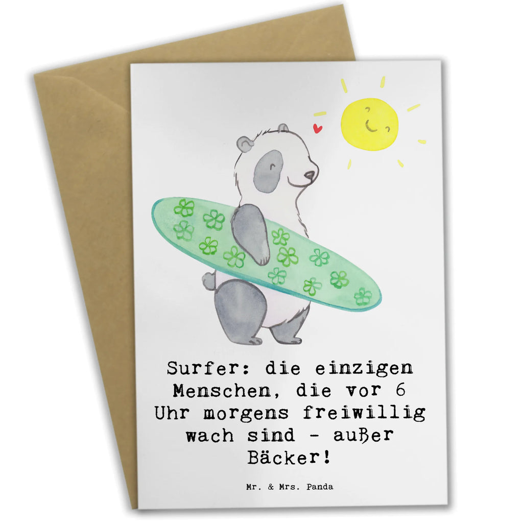 Grußkarte Surfen Frühaufsteher Grußkarte, Klappkarte, Einladungskarte, Glückwunschkarte, Hochzeitskarte, Geburtstagskarte, Karte, Ansichtskarten, Geschenk, Sport, Sportart, Hobby, Schenken, Danke, Dankeschön, Auszeichnung, Gewinn, Sportler