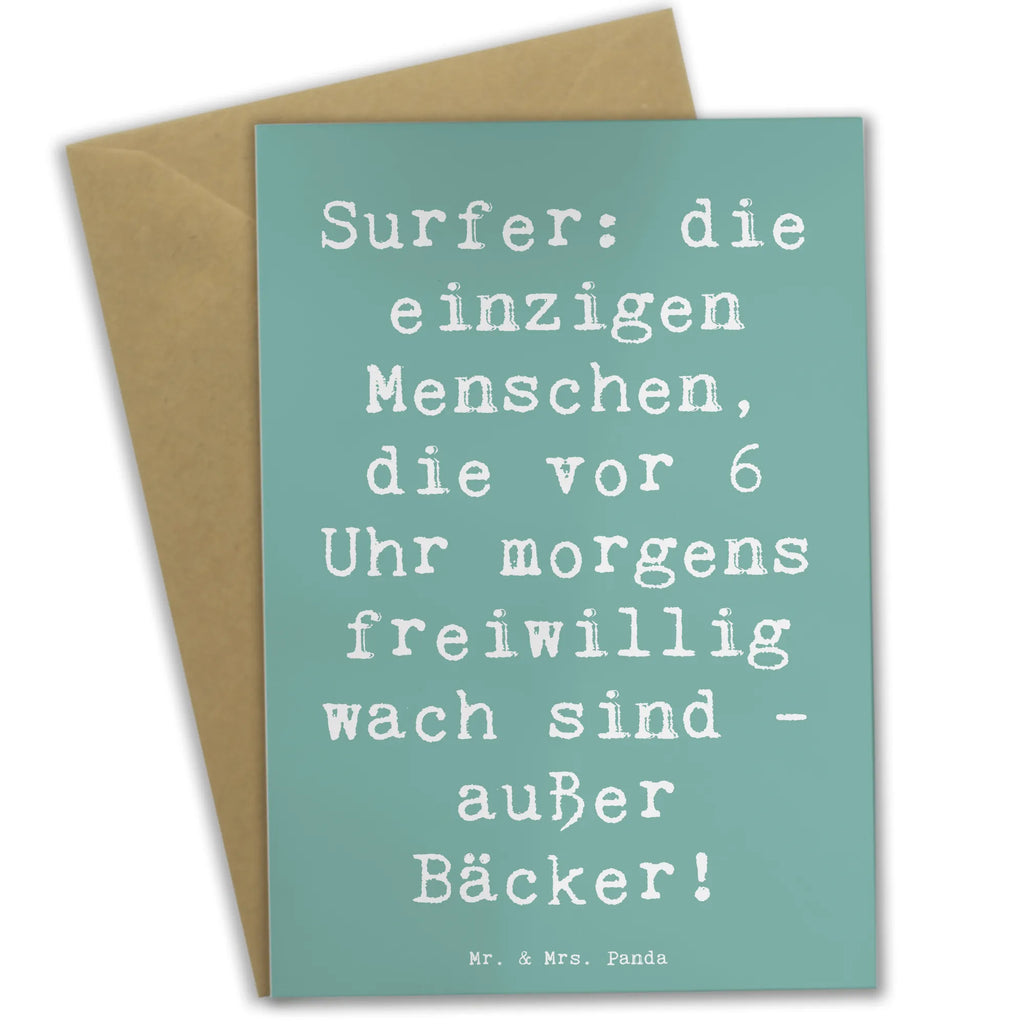 Grußkarte Surfen Frühaufsteher Grußkarte, Klappkarte, Einladungskarte, Glückwunschkarte, Hochzeitskarte, Geburtstagskarte, Karte, Ansichtskarten, Geschenk, Sport, Sportart, Hobby, Schenken, Danke, Dankeschön, Auszeichnung, Gewinn, Sportler