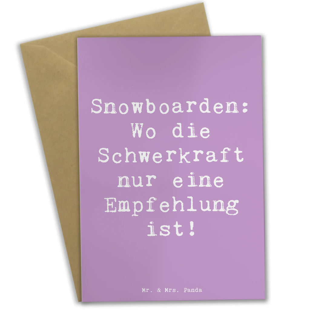 Grußkarte Spruch Snowboarden: Wo die Schwerkraft nur eine Empfehlung ist! Grußkarte, Klappkarte, Einladungskarte, Glückwunschkarte, Hochzeitskarte, Geburtstagskarte, Karte, Ansichtskarten, Geschenk, Sport, Sportart, Hobby, Schenken, Danke, Dankeschön, Auszeichnung, Gewinn, Sportler