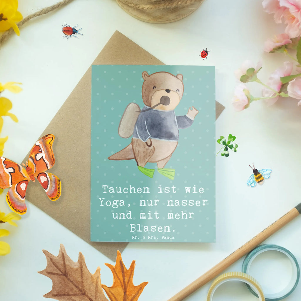 Grußkarte Tauchen Yoga Grußkarte, Klappkarte, Einladungskarte, Glückwunschkarte, Hochzeitskarte, Geburtstagskarte, Karte, Ansichtskarten, Geschenk, Sport, Sportart, Hobby, Schenken, Danke, Dankeschön, Auszeichnung, Gewinn, Sportler