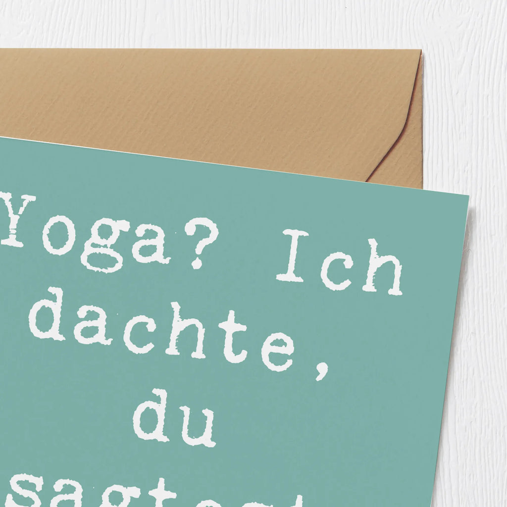 Deluxe Karte Spruch Yoga Humor Karte, Grußkarte, Klappkarte, Einladungskarte, Glückwunschkarte, Hochzeitskarte, Geburtstagskarte, Hochwertige Grußkarte, Hochwertige Klappkarte, Geschenk, Sport, Sportart, Hobby, Schenken, Danke, Dankeschön, Auszeichnung, Gewinn, Sportler