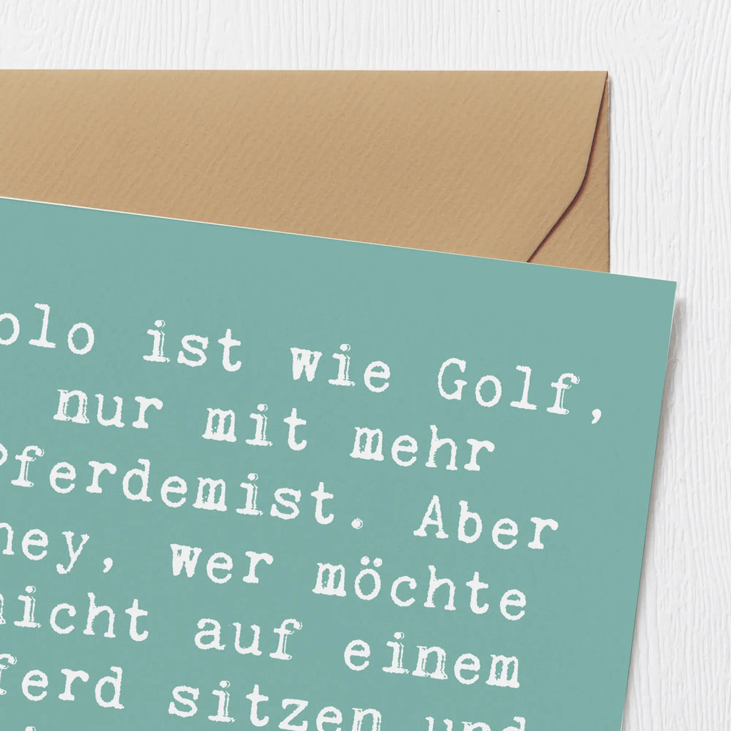 Deluxe Karte Spruch Polo Abenteuer Karte, Grußkarte, Klappkarte, Einladungskarte, Glückwunschkarte, Hochzeitskarte, Geburtstagskarte, Hochwertige Grußkarte, Hochwertige Klappkarte, Geschenk, Sport, Sportart, Hobby, Schenken, Danke, Dankeschön, Auszeichnung, Gewinn, Sportler