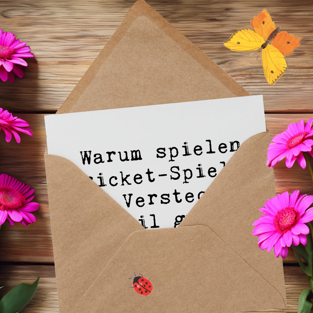 Deluxe Karte Spruch Cricket Verstecken Karte, Grußkarte, Klappkarte, Einladungskarte, Glückwunschkarte, Hochzeitskarte, Geburtstagskarte, Hochwertige Grußkarte, Hochwertige Klappkarte, Geschenk, Sport, Sportart, Hobby, Schenken, Danke, Dankeschön, Auszeichnung, Gewinn, Sportler