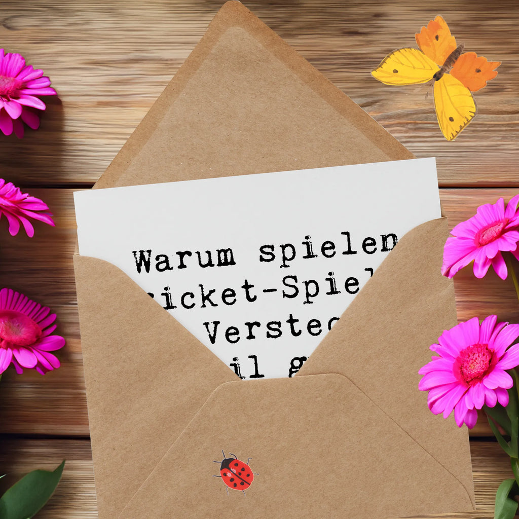 Deluxe Karte Spruch Cricket Verstecken Karte, Grußkarte, Klappkarte, Einladungskarte, Glückwunschkarte, Hochzeitskarte, Geburtstagskarte, Hochwertige Grußkarte, Hochwertige Klappkarte, Geschenk, Sport, Sportart, Hobby, Schenken, Danke, Dankeschön, Auszeichnung, Gewinn, Sportler