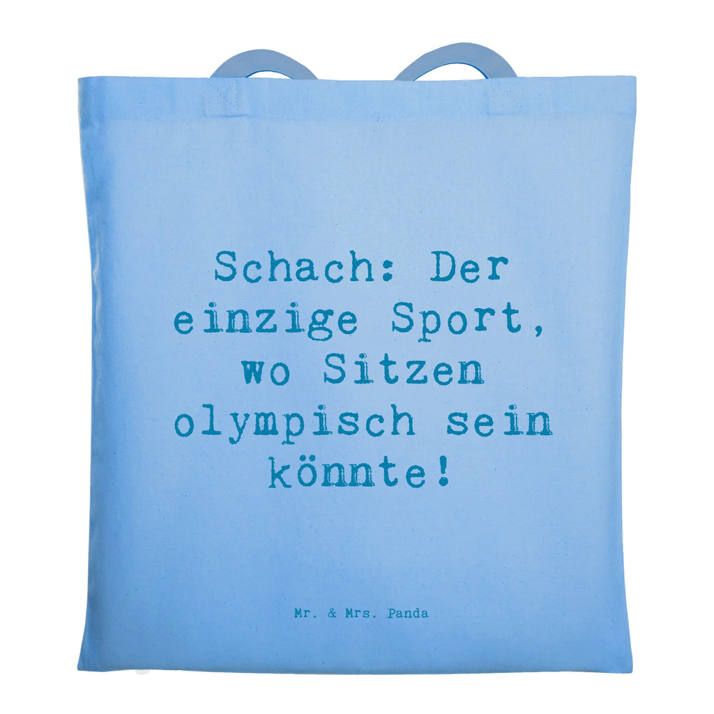 Tragetasche Spruch Schach: Der einzige Sport, wo Sitzen olympisch sein könnte! Beuteltasche, Beutel, Einkaufstasche, Jutebeutel, Stoffbeutel, Tasche, Shopper, Umhängetasche, Strandtasche, Schultertasche, Stofftasche, Tragetasche, Badetasche, Jutetasche, Einkaufstüte, Laptoptasche, Geschenk, Sport, Sportart, Hobby, Schenken, Danke, Dankeschön, Auszeichnung, Gewinn, Sportler