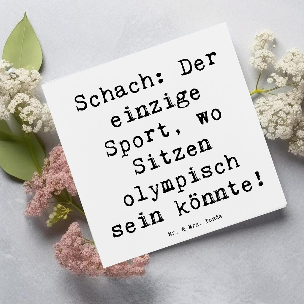 Deluxe Karte Spruch Schach: Der einzige Sport, wo Sitzen olympisch sein könnte! Karte, Grußkarte, Klappkarte, Einladungskarte, Glückwunschkarte, Hochzeitskarte, Geburtstagskarte, Hochwertige Grußkarte, Hochwertige Klappkarte, Geschenk, Sport, Sportart, Hobby, Schenken, Danke, Dankeschön, Auszeichnung, Gewinn, Sportler