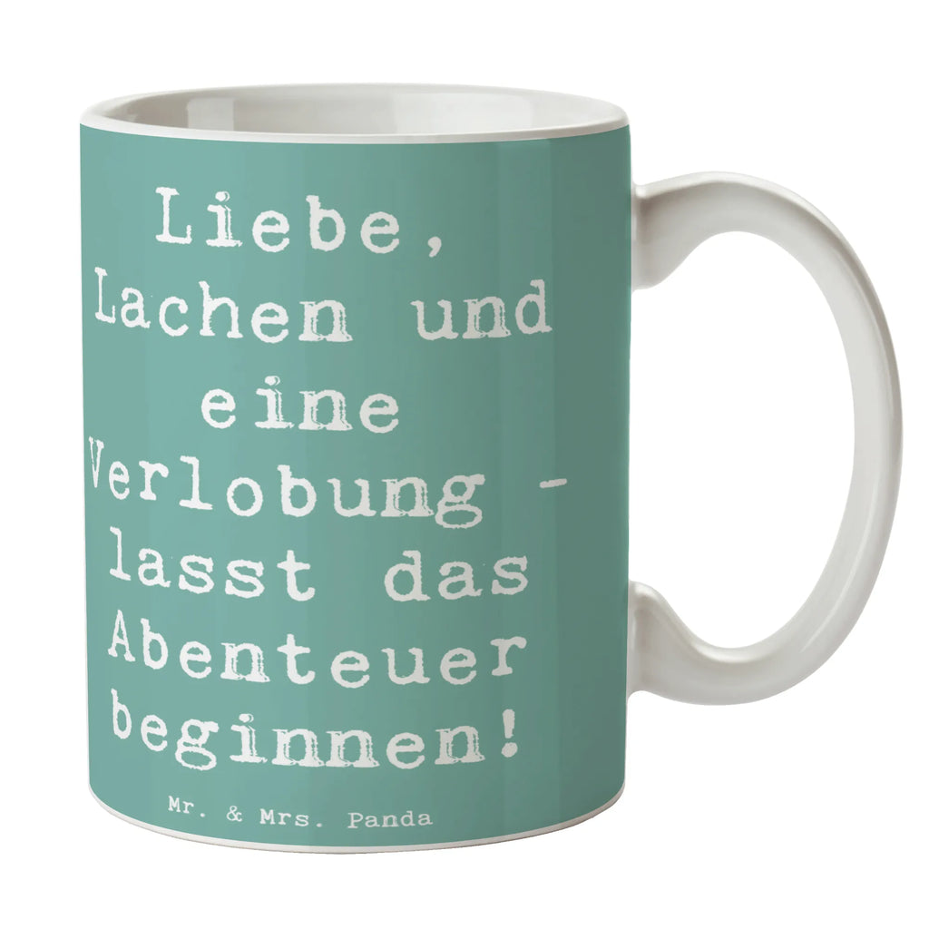 Tasse Spruch Verlobungsfeier Abenteuer Tasse, Kaffeetasse, Teetasse, Becher, Kaffeebecher, Teebecher, Keramiktasse, Porzellantasse, Büro Tasse, Geschenk Tasse, Tasse Sprüche, Tasse Motive, Kaffeetassen, Tasse bedrucken, Designer Tasse, Cappuccino Tassen, Schöne Teetassen, Hochzeit, Hochzeitsgeschenk, Ehe, Hochzeitsfeier, Trauung, Trauungsgeschenk, Hochzeitskarte, Verlobungsfeier, Verlobungsgeschenk, Hochzeitsgeschenkideen, Hochzeitsgeschenke für Brautpaar