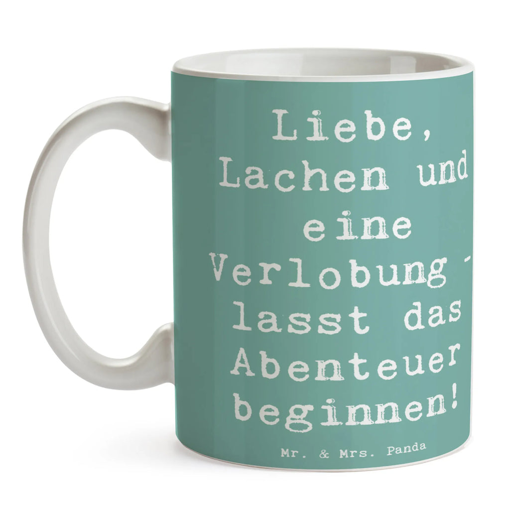 Tasse Spruch Verlobungsfeier Abenteuer Tasse, Kaffeetasse, Teetasse, Becher, Kaffeebecher, Teebecher, Keramiktasse, Porzellantasse, Büro Tasse, Geschenk Tasse, Tasse Sprüche, Tasse Motive, Kaffeetassen, Tasse bedrucken, Designer Tasse, Cappuccino Tassen, Schöne Teetassen, Hochzeit, Hochzeitsgeschenk, Ehe, Hochzeitsfeier, Trauung, Trauungsgeschenk, Hochzeitskarte, Verlobungsfeier, Verlobungsgeschenk, Hochzeitsgeschenkideen, Hochzeitsgeschenke für Brautpaar