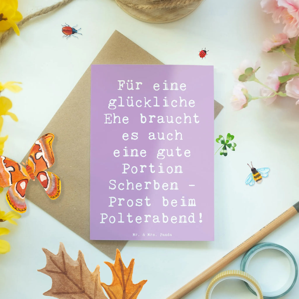 Grußkarte Für eine glückliche Ehe braucht es auch eine gute Portion Scherben - Prost beim Polterabend! Grußkarte, Klappkarte, Einladungskarte, Glückwunschkarte, Hochzeitskarte, Geburtstagskarte, Karte, Ansichtskarten, Hochzeit, Hochzeitsgeschenk, Ehe, Hochzeitsfeier, Trauung, Trauungsgeschenk, Verlobungsfeier, Verlobungsgeschenk, Hochzeitsgeschenkideen, Hochzeitsgeschenke für Brautpaar