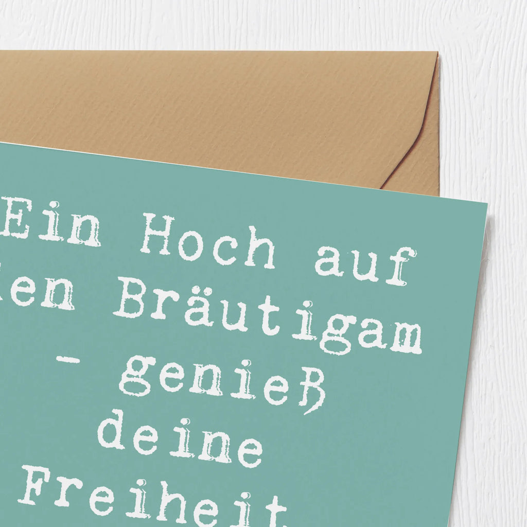 Deluxe Karte Ein Hoch auf den Bräutigam - genieß deine Freiheit, solange du noch kannst! Karte, Grußkarte, Klappkarte, Einladungskarte, Glückwunschkarte, Hochzeitskarte, Geburtstagskarte, Hochwertige Grußkarte, Hochwertige Klappkarte, Hochzeit, Hochzeitsgeschenk, Ehe, Hochzeitsfeier, Trauung, Trauungsgeschenk, Verlobungsfeier, Verlobungsgeschenk, Hochzeitsgeschenkideen, Hochzeitsgeschenke für Brautpaar