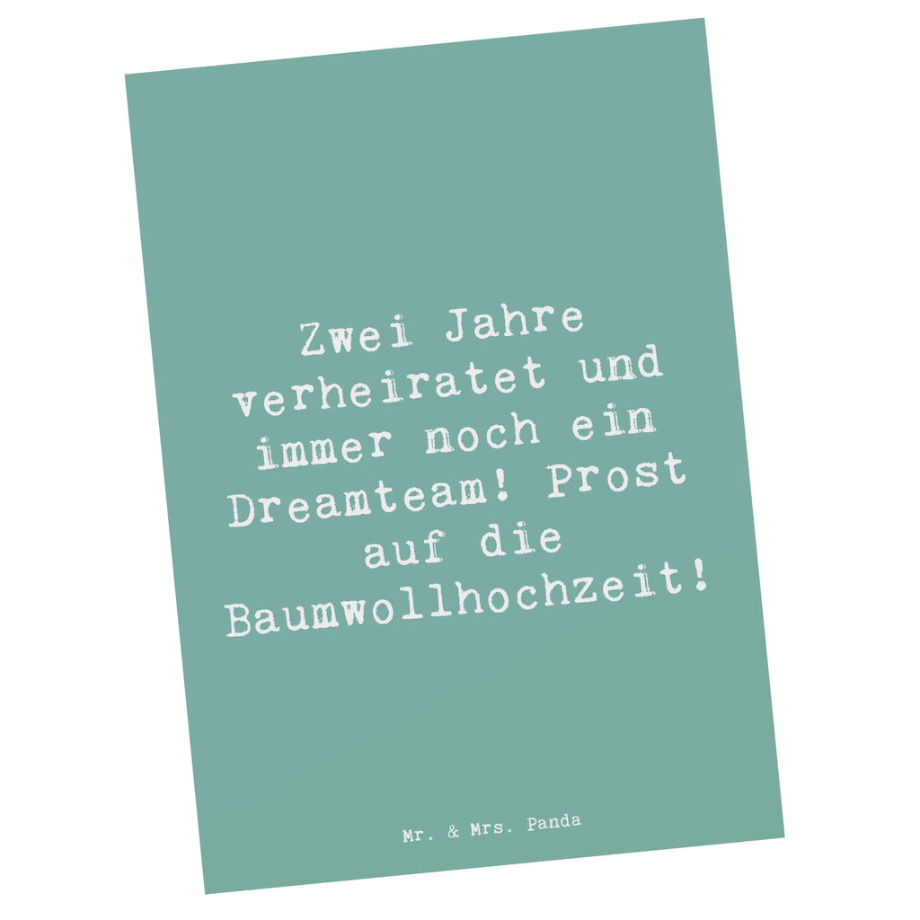 Postkarte Zwei Jahre verheiratet und immer noch ein Dreamteam! Prost auf die Baumwollhochzeit! Postkarte, Karte, Geschenkkarte, Grußkarte, Einladung, Ansichtskarte, Geburtstagskarte, Einladungskarte, Dankeskarte, Ansichtskarten, Einladung Geburtstag, Einladungskarten Geburtstag, Hochzeit, Hochzeitsgeschenk, Ehe, Hochzeitsfeier, Trauung, Trauungsgeschenk, Hochzeitskarte, Verlobungsfeier, Verlobungsgeschenk, Hochzeitsgeschenkideen, Hochzeitsgeschenke für Brautpaar