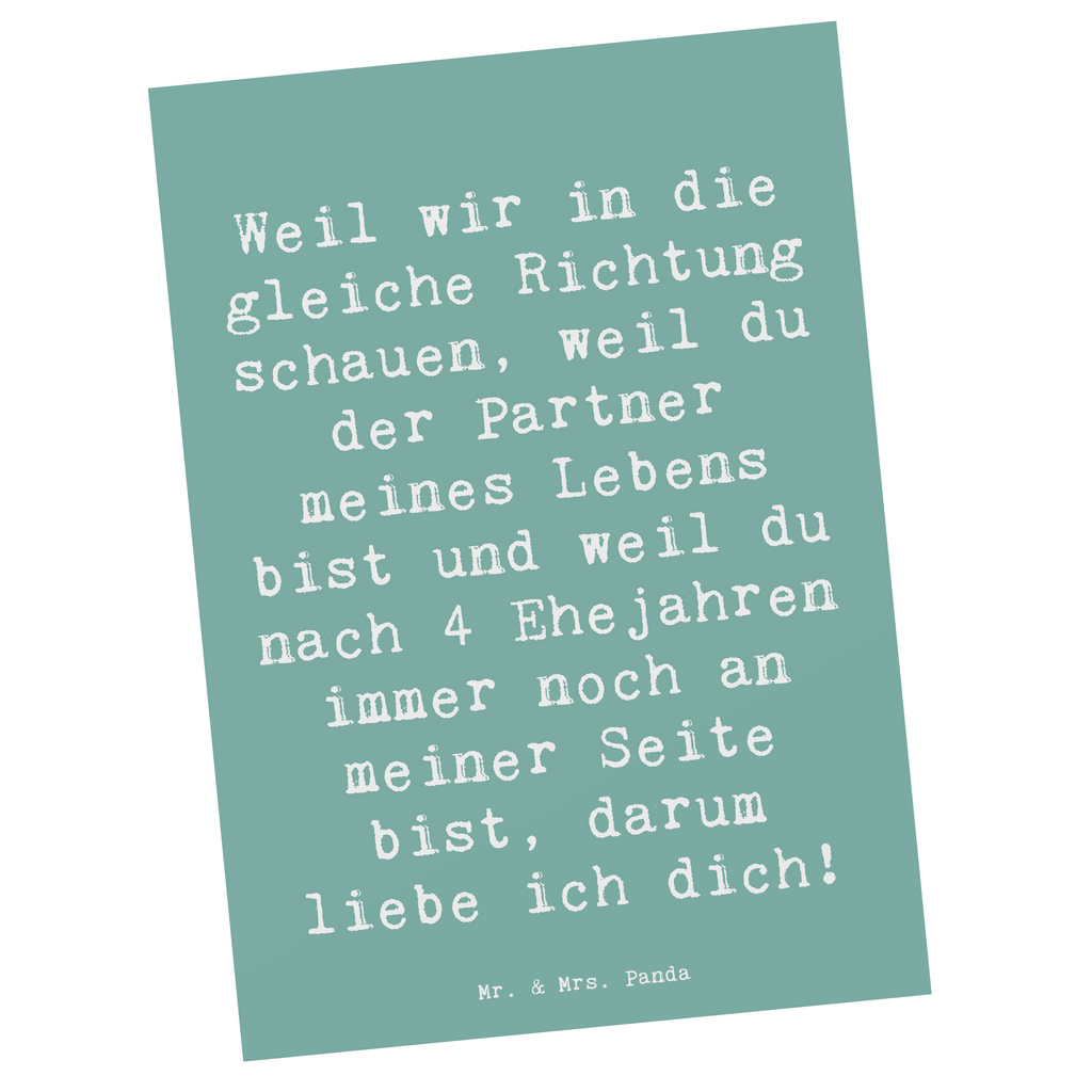 Postkarte Weil wir in die gleiche Richtung schauen, weil du der Partner meines Lebens bist und weil du nach 4 Ehejahren immer noch an meiner Seite bist, darum liebe ich dich! Postkarte, Karte, Geschenkkarte, Grußkarte, Einladung, Ansichtskarte, Geburtstagskarte, Einladungskarte, Dankeskarte, Ansichtskarten, Einladung Geburtstag, Einladungskarten Geburtstag, Hochzeit, Hochzeitsgeschenk, Ehe, Hochzeitsfeier, Trauung, Trauungsgeschenk, Hochzeitskarte, Verlobungsfeier, Verlobungsgeschenk, Hochzeitsgeschenkideen, Hochzeitsgeschenke für Brautpaar