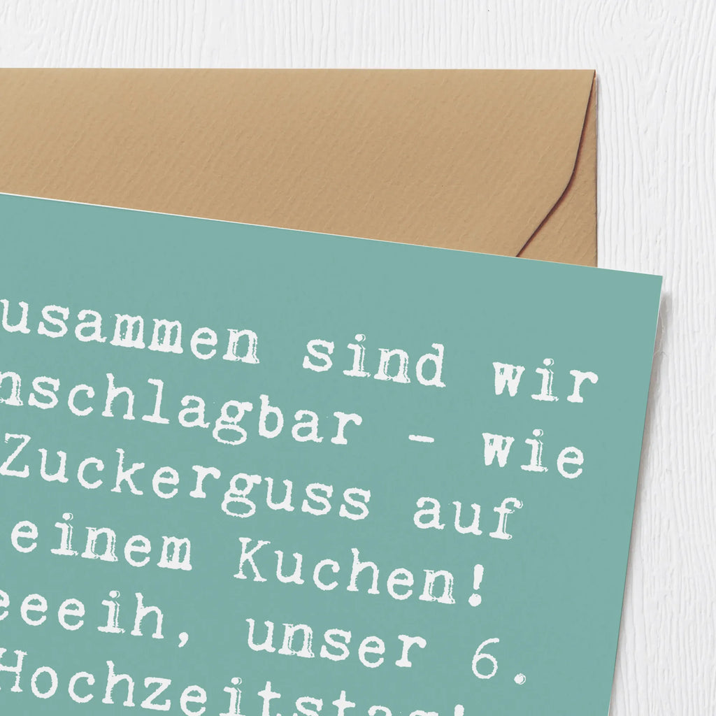 Deluxe Karte Spruch 6. Hochzeitstag Zuckerhochzeit Karte, Grußkarte, Klappkarte, Einladungskarte, Glückwunschkarte, Hochzeitskarte, Geburtstagskarte, Hochwertige Grußkarte, Hochwertige Klappkarte, Hochzeit, Hochzeitsgeschenk, Ehe, Hochzeitsfeier, Trauung, Trauungsgeschenk, Verlobungsfeier, Verlobungsgeschenk, Hochzeitsgeschenkideen, Hochzeitsgeschenke für Brautpaar