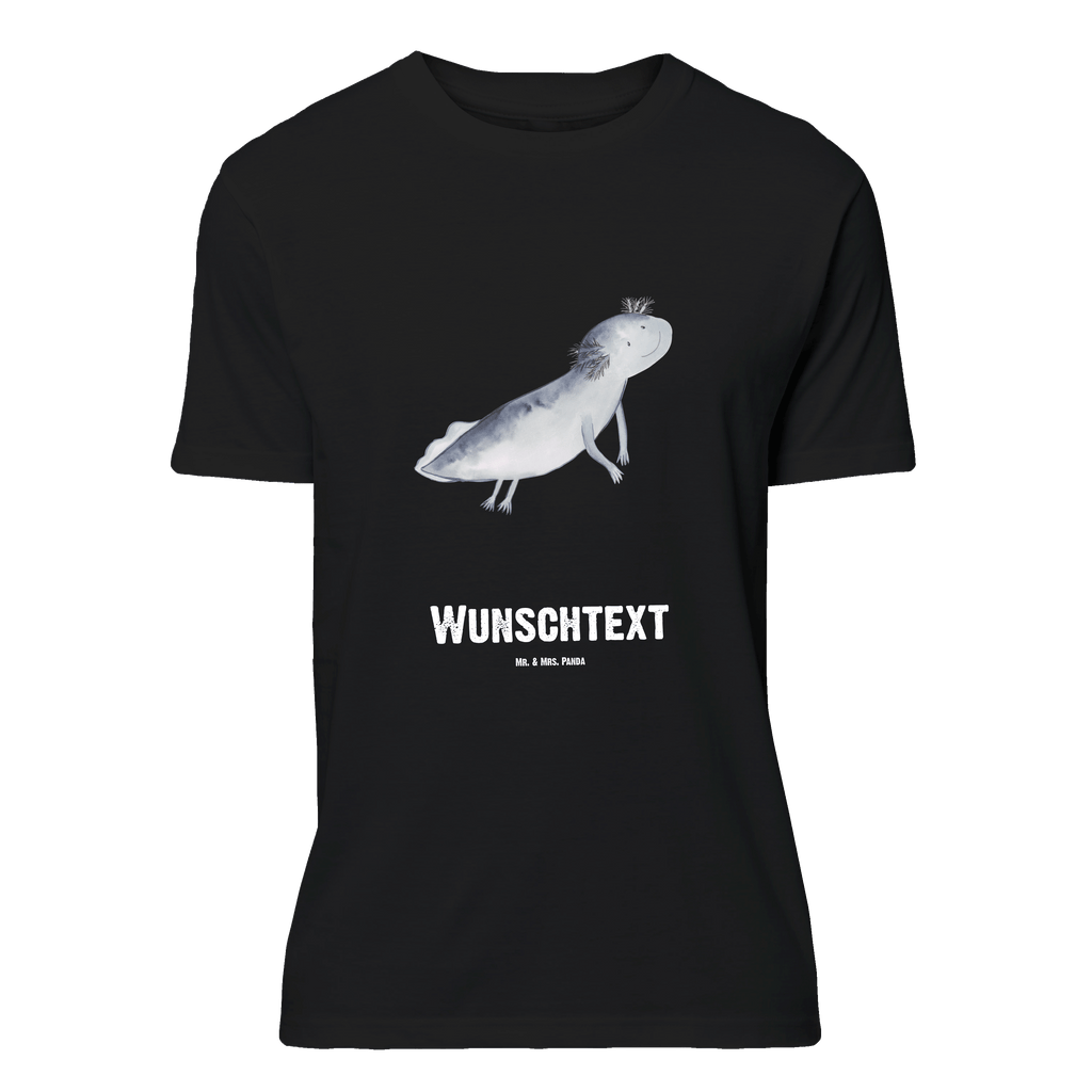 Personalisiertes T-Shirt Axolotl schwimmt T-Shirt Personalisiert, T-Shirt mit Namen, T-Shirt mit Aufruck, Männer, Frauen, Wunschtext, Bedrucken, Axolotl, Molch, Axolot, Schwanzlurch, Lurch, Lurche, Problem, Probleme, Lösungen, Motivation