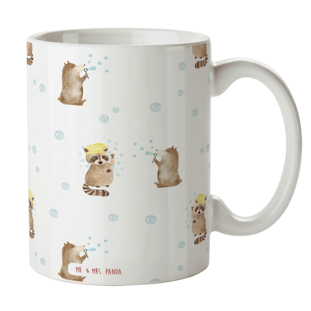 Tasse Waschbär Muster Tasse, Kaffeetasse, Teetasse, Becher, Kaffeebecher, Teebecher, Keramiktasse, Porzellantasse, Büro Tasse, Geschenk Tasse, Tasse Sprüche, Tasse Motive, Kaffeetassen, Tasse bedrucken, Designer Tasse, Cappuccino Tassen, Schöne Teetassen, Tiermotive, Gute Laune, lustige Sprüche, Tiere, Waschbär, Tagträumen, Plan, Fröhlich, waschen, Seifenblasen